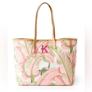 Mark and Graham Beach Bag initial K in hot pink